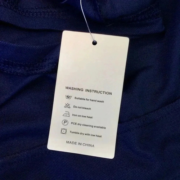 La Mode Womens Navy Blue Sleeveless Draw String Cotton Blend Dress Small NWT - Picture 7 of 13